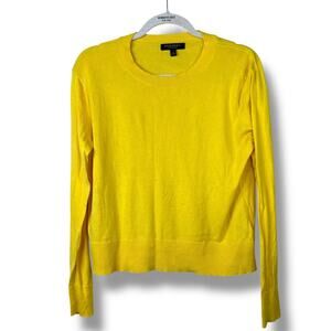 Banana Republic Ultra Yellow Lightweight Silk Cotton Ribbed Crewneck Sweater